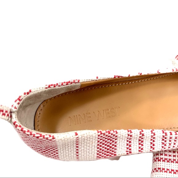 Nine West Carmen Red Cream Canvas Ballet Flats 6 M - Picture 5 of 7